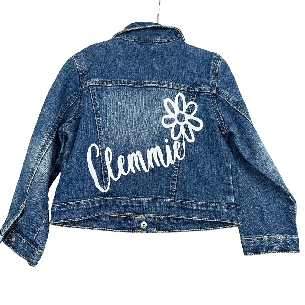 Clemmie The Children's Place Denim Jacket Girls 4T Blue Stretch Button Front